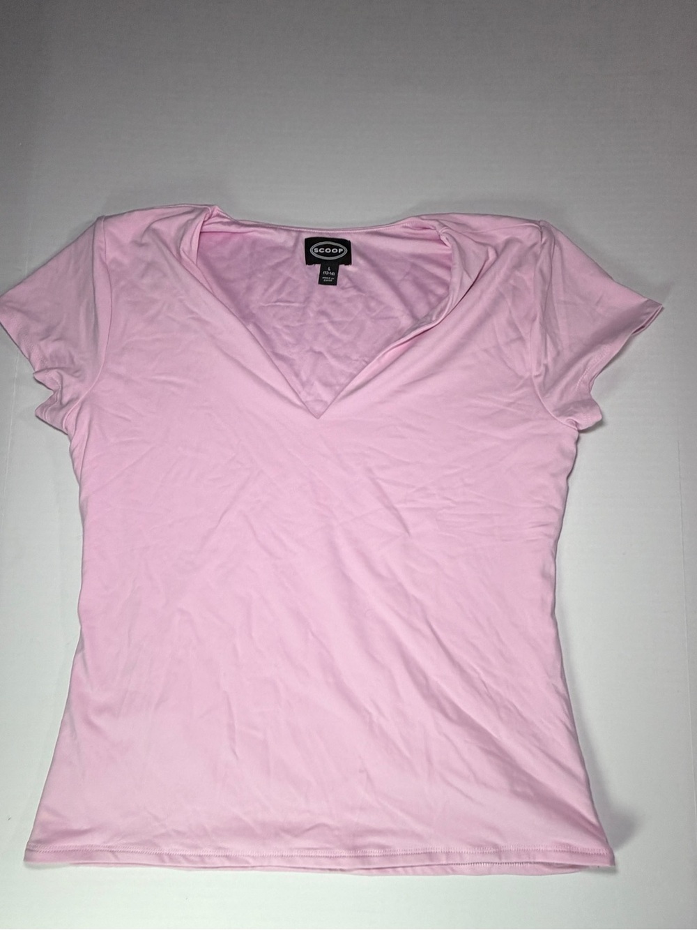 Scoop Pink V-Neck Short Sleeve Tee